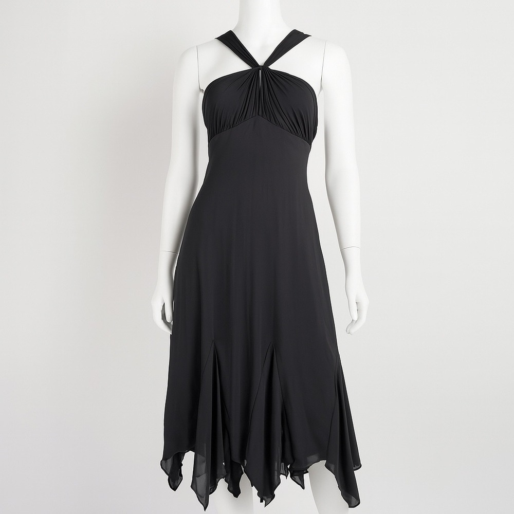 SL Fashions Dress Women XS Black Tiered Ruffle Cocktail Formal Party Y2K Vintage